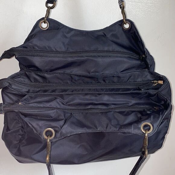 DAVID & SCOTTI Triple Compartment Black Nylon Hobo - Picture 5 of 11